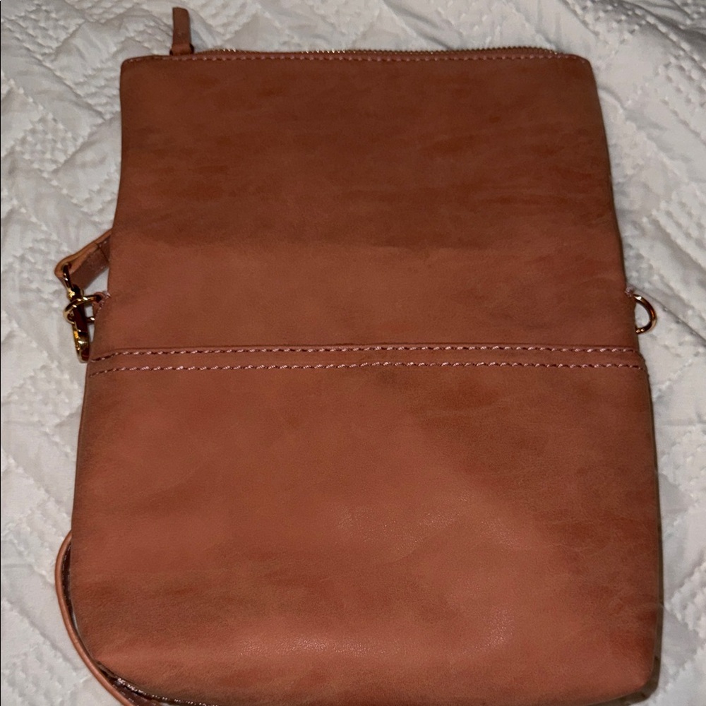 Leather Crossbody Bag in Coral Tan - Picture 9 of 11